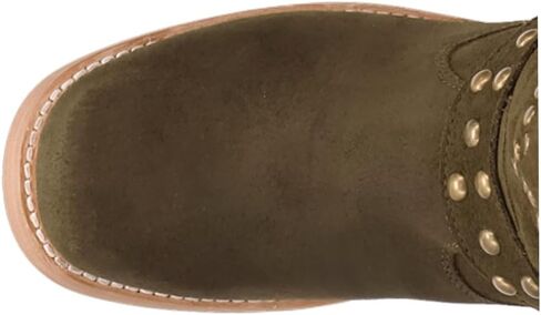Dingo Womens Troubadour Studded Round Toe Pull On Casual Boots Over The Knee Mid Heel 2-3" - Green in Saudi Arabia