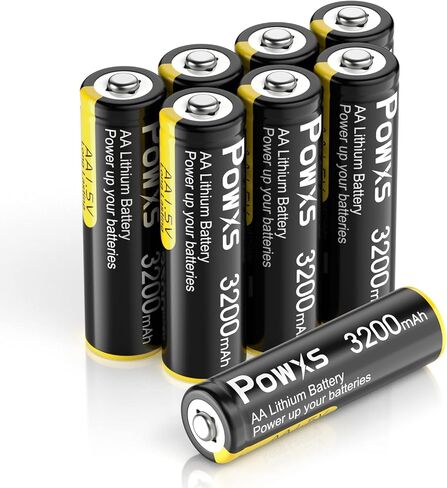 POWXS AA Lithium Batteries, 8Pack 1.5V Lithium Iron Double A Batteries 3200mAh Super Capacity for Blink Camera, Video Doorbell, Flashlight, Toys, Remote Control 【Non-Rechargeable】 in Saudi Arabia