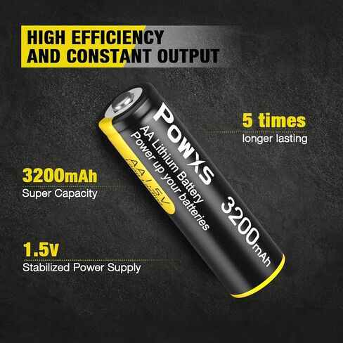 POWXS AA Lithium Batteries, 8Pack 1.5V Lithium Iron Double A Batteries 3200mAh Super Capacity for Blink Camera, Video Doorbell, Flashlight, Toys, Remote Control 【Non-Rechargeable】 in Saudi Arabia