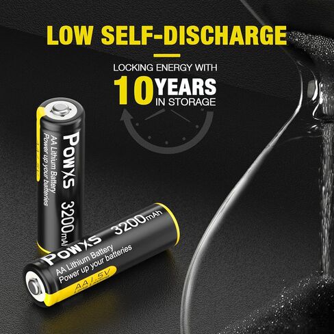 POWXS AA Lithium Batteries, 8Pack 1.5V Lithium Iron Double A Batteries 3200mAh Super Capacity for Blink Camera, Video Doorbell, Flashlight, Toys, Remote Control 【Non-Rechargeable】 in Saudi Arabia