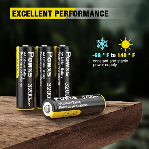 POWXS AA Lithium Batteries, 8Pack 1.5V Lithium Iron Double A Batteries 3200mAh Super Capacity for Blink Camera, Video Doorbell, Flashlight, Toys, Remote Control 【Non-Rechargeable】 in Saudi Arabia