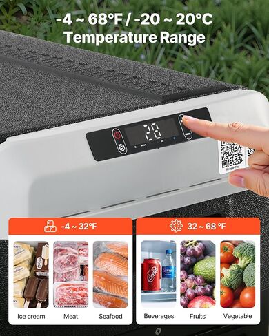 VEVOR 12 Volt Car Refrigerator, 26.4QT/25L Car Fridge, Portable Electric Freezer with -4℉ to 68℉ Adjustable Temp, 12/24V DC and 100-240V AC Compressor Cooler for Outdoor, Camping, RV in Saudi Arabia