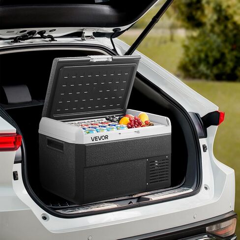 VEVOR 12 Volt Car Refrigerator, 26.4QT/25L Car Fridge, Portable Electric Freezer with -4℉ to 68℉ Adjustable Temp, 12/24V DC and 100-240V AC Compressor Cooler for Outdoor, Camping, RV in Saudi Arabia