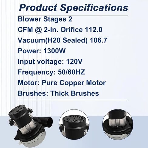 116472-13/116472-00 محرك فراغ ، محرك منفاخ مضخات كهربائي للضخات للضخمة ، و 120 فولت بديل لمفاصل محرك مركزي 120 فولت من أجل المكنسة الكهربائية ، ومحركات المتجر للتنظيف الصناعي للتنظيف الصناعي in Kuwait