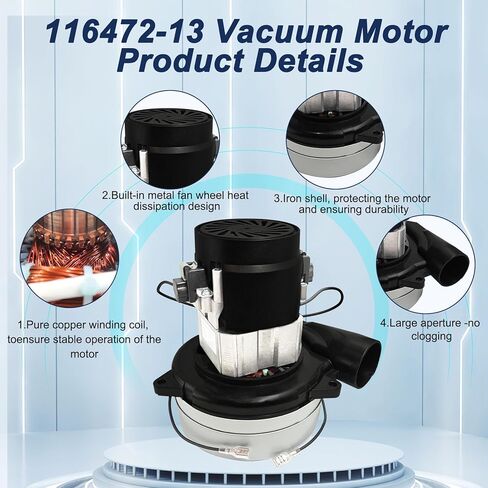 116472-13/116472-00 محرك فراغ ، محرك منفاخ مضخات كهربائي للضخات للضخمة ، و 120 فولت بديل لمفاصل محرك مركزي 120 فولت من أجل المكنسة الكهربائية ، ومحركات المتجر للتنظيف الصناعي للتنظيف الصناعي in Kuwait
