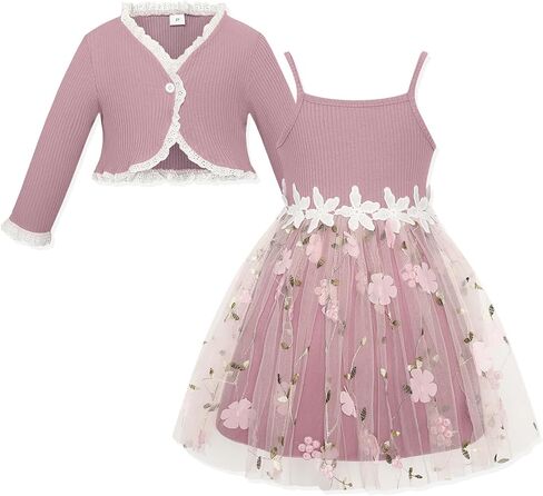 فستان توللي توللي و Cardigan Girl Strap Tutu Dresses Long Sleeve يتجاهل ارتداء غير رسمي 2-6y in Saudi Arabia