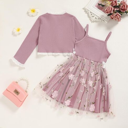 فستان توللي توللي و Cardigan Girl Strap Tutu Dresses Long Sleeve يتجاهل ارتداء غير رسمي 2-6y in Saudi Arabia