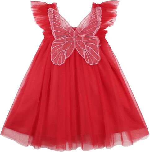 AGQT Baby Girls Tulle Tutu Dress Butterfly Flower Print Back Sundress Size 6M-5T in Saudi Arabia