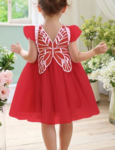 AGQT Baby Girls Tulle Tutu Dress Butterfly Flower Print Back Sundress Size 6M-5T in Saudi Arabia