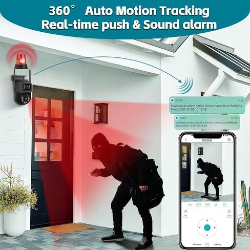 6MP Outdoor Security Camera, 360°PTZ Surveillance System, Dual Lens Linkage 2.4Ghz 24/7 Record IP67 WiFi Camera for Home Security with Humanoid Detection, Two-Way, Color Night Vision(1pack) in Saudi Arabia