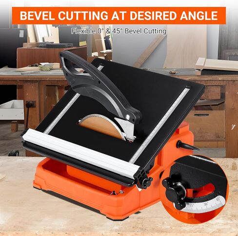 7 inch Wet Tile Saw, 6500 RPM & Pure Copper Motor, Bevel cuts tile from 0 to 45, Tile Cutter Wet Saw with Water Reservoir for Cutting Tiles and Stones, for DIY Enthusiasts in Saudi Arabia