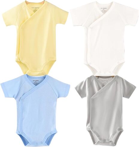 Baby Boys Girls Short Sleeves Kimono Clothes Cotton Baby Side-Snap Bodysuit Pack of Baby Layette Set in Saudi Arabia