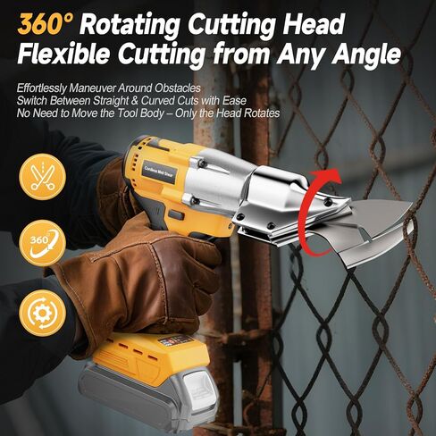 Cordless Metal Shears Compatible with DeWalt 20V Max Batteries, Brushless Motor 400Nm Torque, 14GA Steel Cutter, 360° Rotating Head, LED Light, Multi-Material Cutting (Tool Only, No Battery) in Kuwait