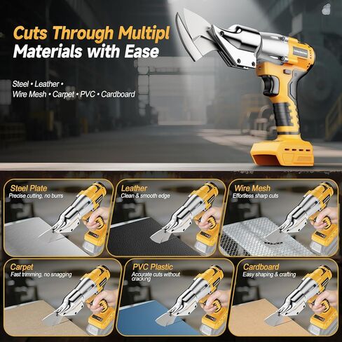 Cordless Metal Shears Compatible with DeWalt 20V Max Batteries, Brushless Motor 400Nm Torque, 14GA Steel Cutter, 360° Rotating Head, LED Light, Multi-Material Cutting (Tool Only, No Battery) in Kuwait