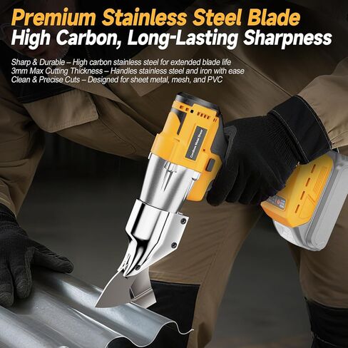 Cordless Metal Shears Compatible with DeWalt 20V Max Batteries, Brushless Motor 400Nm Torque, 14GA Steel Cutter, 360° Rotating Head, LED Light, Multi-Material Cutting (Tool Only, No Battery) in Kuwait