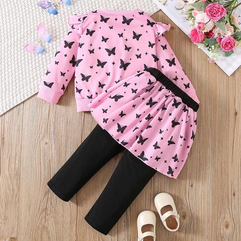 DDSOL Little Girls Clothing Set Outfit Heart Print Sweatshirt Top + Long Pantskirts 2pcs Baby Pant Set for Toddlers and Kids in Kuwait