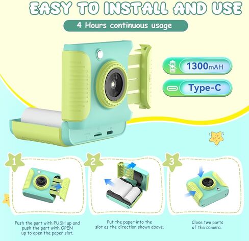 Instant Print Camera for Kids,2.4 Inch Screen Kids Instant Cameras,Christmas Birthday Gifts for Girls Age 3-12, Portable Toddler Toy for 3 4 5 6 7 8 9 10 11Year Old Girls Boys Pink in Saudi Arabia