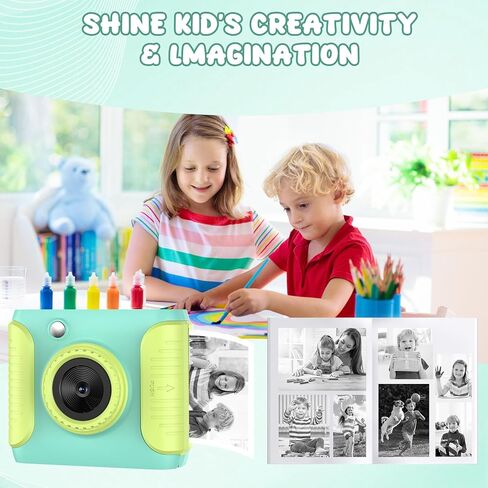 Instant Print Camera for Kids,2.4 Inch Screen Kids Instant Cameras,Christmas Birthday Gifts for Girls Age 3-12, Portable Toddler Toy for 3 4 5 6 7 8 9 10 11Year Old Girls Boys Pink in Saudi Arabia