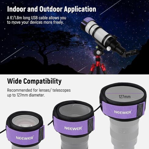 NEEWER USB Lens Heater, Lens Warmer with FPC Fast Even Heating Tech for DSLR Camera Lens Telescope Astrophotography, 3 Temperature Levels, Prevents Overvoltage/Dew/Fog/Condensation in Saudi Arabia