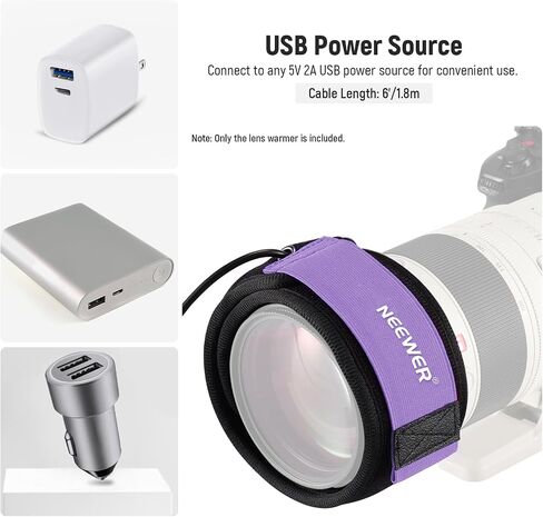 NEEWER USB Lens Heater, Lens Warmer with FPC Fast Even Heating Tech for DSLR Camera Lens Telescope Astrophotography, 3 Temperature Levels, Prevents Overvoltage/Dew/Fog/Condensation in Saudi Arabia