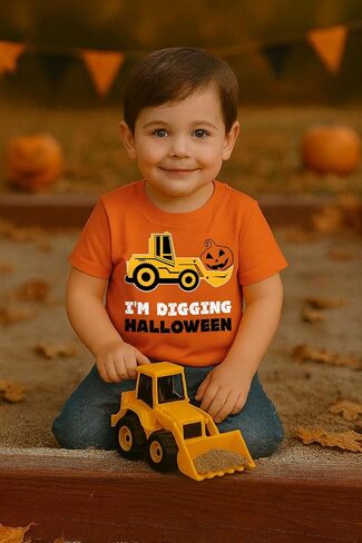 Tstars Bulldozer Pumpkin Face Halloween Shirt - Toddler Boys Construction T-Shirt for Kids Trick or Treat Outfit in Saudi Arabia