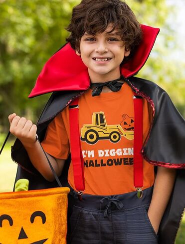 Tstars Bulldozer Pumpkin Face Halloween Shirt - Toddler Boys Construction T-Shirt for Kids Trick or Treat Outfit in Saudi Arabia