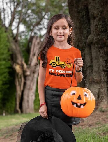 Tstars Bulldozer Pumpkin Face Halloween Shirt - Toddler Boys Construction T-Shirt for Kids Trick or Treat Outfit in Saudi Arabia