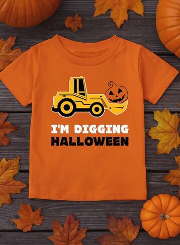 Tstars Bulldozer Pumpkin Face Halloween Shirt - Toddler Boys Construction T-Shirt for Kids Trick or Treat Outfit in Saudi Arabia