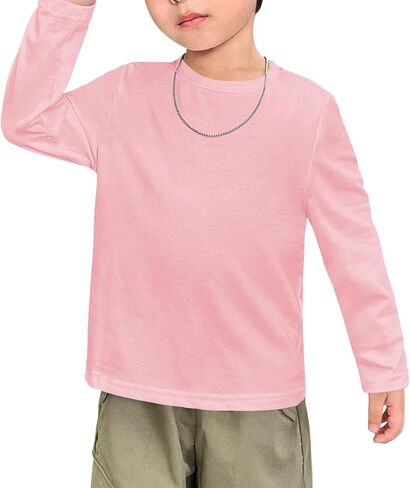 Haloumoning Toddler Boys Long Sleeve Dorts Kids Fall Tops Crewneck Plain Basic Tees 3-10y in Kuwait