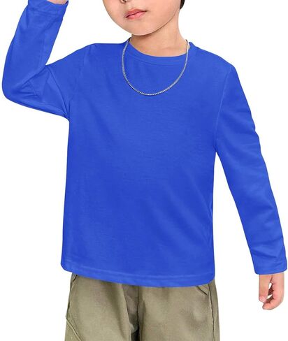 Haloumoning Toddler Boys Long Sleeve Dorts Kids Fall Tops Crewneck Plain Basic Tees 3-10y in Kuwait