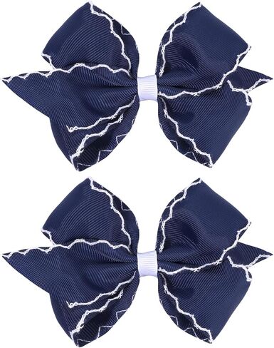 Oaoleer 5 "2pcs أقواس الشعر للفتيات ، Navy Grosgrain Ribbon Bows Hair Clips Clips Hair Assories for Girls Infants الأطفال الصغار الأطفال (البحرية) in Kuwait
