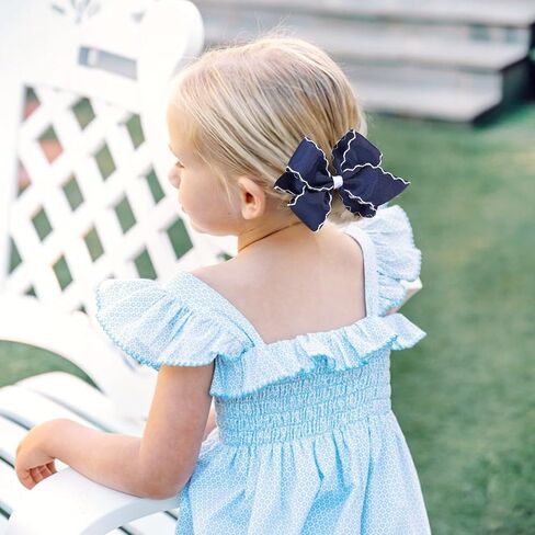 Oaoleer 5 "2pcs أقواس الشعر للفتيات ، Navy Grosgrain Ribbon Bows Hair Clips Clips Hair Assories for Girls Infants الأطفال الصغار الأطفال (البحرية) in Kuwait