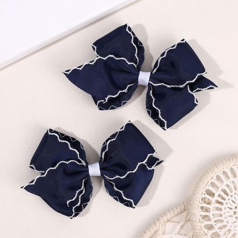 Oaoleer 5 "2pcs أقواس الشعر للفتيات ، Navy Grosgrain Ribbon Bows Hair Clips Clips Hair Assories for Girls Infants الأطفال الصغار الأطفال (البحرية) in Kuwait