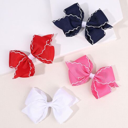 Oaoleer 5 "2pcs أقواس الشعر للفتيات ، Navy Grosgrain Ribbon Bows Hair Clips Clips Hair Assories for Girls Infants الأطفال الصغار الأطفال (البحرية) in Kuwait