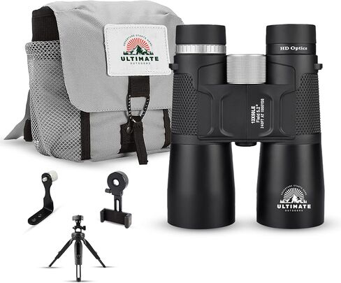 12 × 50 مناظير عالية الطاقة للبالغين - مناظير عالية الدقة مع BAK -4 PRISM ، محول الهاتف وتجول ترايبود - مشاهدة الطيور ، الصيد ، النجوم ، السفر ، الرحلات البحرية - طائرة أسود in Kuwait