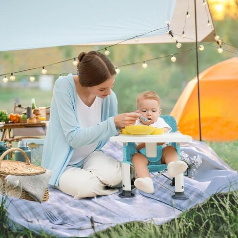 Baby Travel Booster Seat with Double Tray, BabyBond Upgraded Toddler Portable Baby Chair, Booster Seat for Dining Table, Stable and Foldable Booster Baby Chair for Indoor/Outdoor (Grey) in Kuwait
