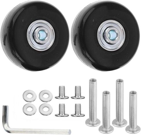 57 x 27mm Small Luggage Wheels Replacement, 2pcs Universal Smooth Swivel Caster Wheels, Silent Black Rubber Suitcase Trolley Wheels Repair Kit in Saudi Arabia