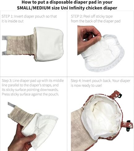Chicken Diapers Disposable for Hens, Goose, Duck - 15 Sticky Pad Linings - Leakproof, Unscented, Fits in a Reusable Diaper by Uni Infinity (Disposable Pads, One Size, 15 Count) in Saudi Arabia