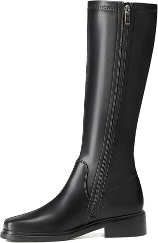 Vivianly للسيدات الركبتين High Boots Zipper Square Toe منصة Trendy Low Contky Cheels Boots in Kuwait