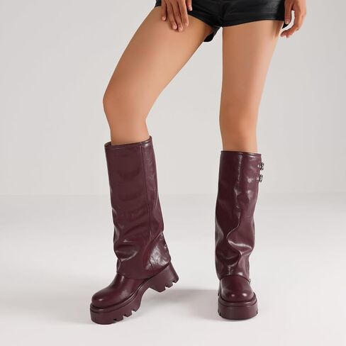 أحذية Lyrisiphy High Boots للنساء ، عجل عجل على نطاق واسع ، تسحب منصة مكتنزة لطيفة ، أزياء الطول الطويل طويل القامة in Kuwait