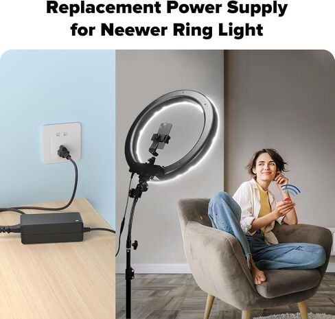 سلك الطاقة 15 فولت متوافق مع Newer 14 بوصة و 18 بوصة ضوء حلقة متوافق مع Neewer صور استوديو Ring Light NW-150480D2 DC15V 5A 4.8A محول إمدادات الطاقة AC in Kuwait