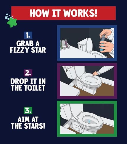 Aid Training Aid - أهداف PEE على شكل نجمة تجعل فقاعة المياه وتغير اللون - مساعدات التعلم البولية والمرحاض ممتعة للأطفال الصغار والأولاد (حزمة واحدة - 64 نجمة) in Kuwait