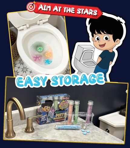 Aid Training Aid - أهداف PEE على شكل نجمة تجعل فقاعة المياه وتغير اللون - مساعدات التعلم البولية والمرحاض ممتعة للأطفال الصغار والأولاد (حزمة واحدة - 64 نجمة) in Kuwait