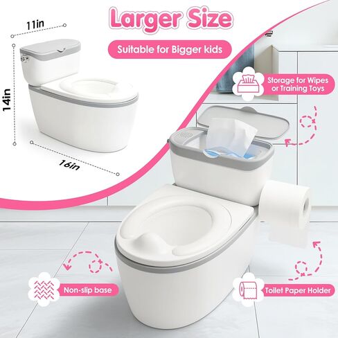 3-in-1 Toddler Potty Training Toilet, for Ages 6 Months+, Realistic Potty Training Seat with Flushing Sound, Wipes Storage, Toilet Paper Holder in Saudi Arabia