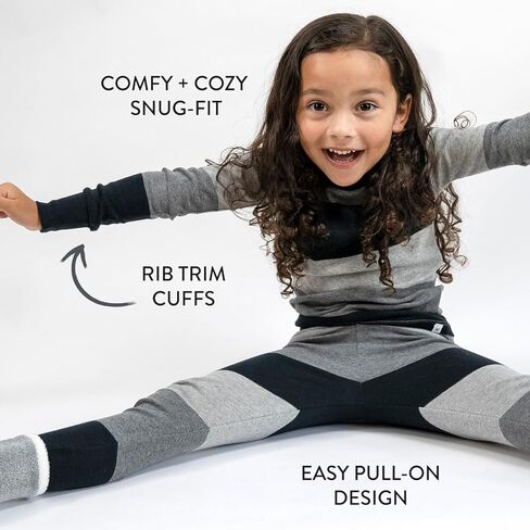 HonestBaby Family Matching Holiday Pajamas Organic Cotton for Men, Women, Kids, Toddlers, Baby Boys, Girls, Unisex Pets, Halloween Bold Stripe Gray Ombre in Saudi Arabia