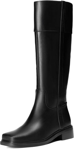 Vivianly للسيدات الركبتين High Boots Zipper Square Toe منصة Trendy Low Contky Cheels Boots in Kuwait