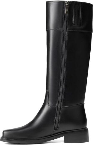Vivianly للسيدات الركبتين High Boots Zipper Square Toe منصة Trendy Low Contky Cheels Boots in Kuwait