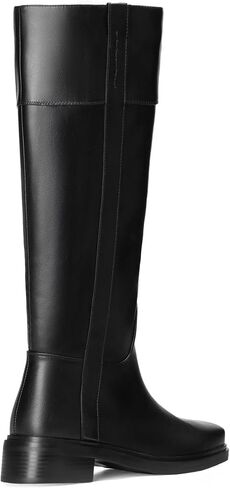 Vivianly للسيدات الركبتين High Boots Zipper Square Toe منصة Trendy Low Contky Cheels Boots in Kuwait