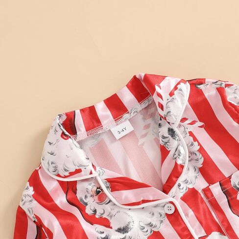 Douhoow Kids Baby Toddler Girls Satin Silk Pajamas Set Long Sleeve Button Down Shirts Tops Pants Fall Pjs Lounge Sleepwear in Saudi Arabia