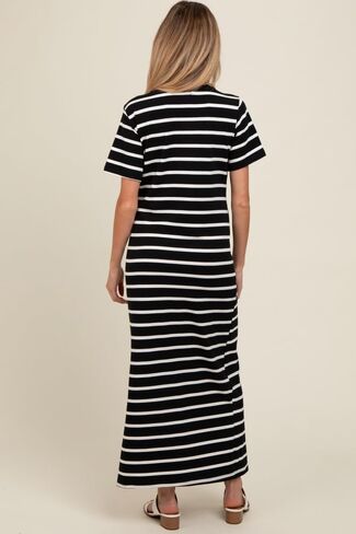 PinkBlush Striped Side Slit Maternity Maxi Dress in Saudi Arabia